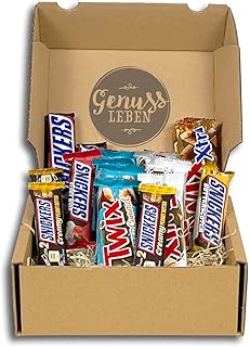 Genussleben Box mit 1kg Mix Snickers und Twix Riegeln im Mix, Schokoriegel in Großpackung