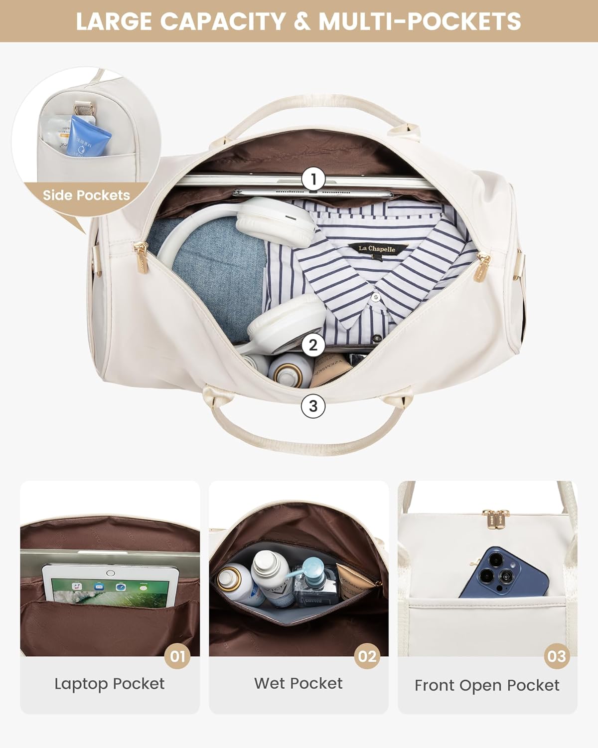 LOVEVOOK Large Travel Duffle Bags For Women,Weekender Bag With Shoe Compartment Amp Wet Pocket,Hospital Bag For Women Labor Delivery,Carry On Overnight Bag With Wet Pocket,Gym Sleepover Bags - Image 2