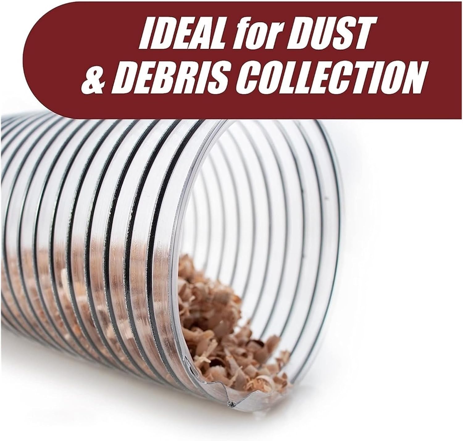 2In OD 50mm Clear PVC Dust Collection Hose for Use with Collectors with Ports. Ideal for Shop Vacuums