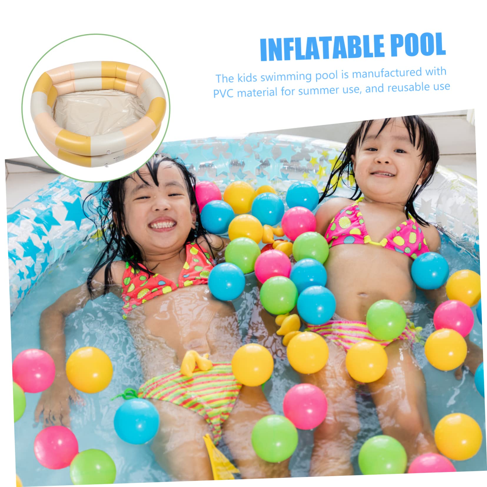 Happyyami Piscina Hinchable Infantil Diseño Redondo para Bebés y Fácil De Inflar y Deflar para Verano