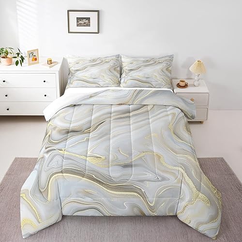 Miniatura 9 de Erosebridal Edredón de acuarela tamaño individual, juego de ropa de cama de mármol abstracto con patrón de piedra, edredón de roca marmoleada,