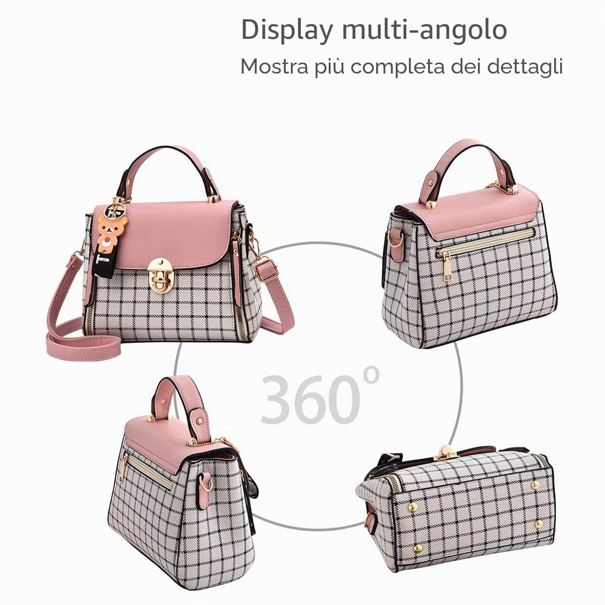 NICOLE & DORIS Borse da donna Borsa a Tracolla Piccola Simpatica Borsa a Spalla Borsetta in PU Pelle Borsa con Cerniera Moda Borsa a Mano rosa