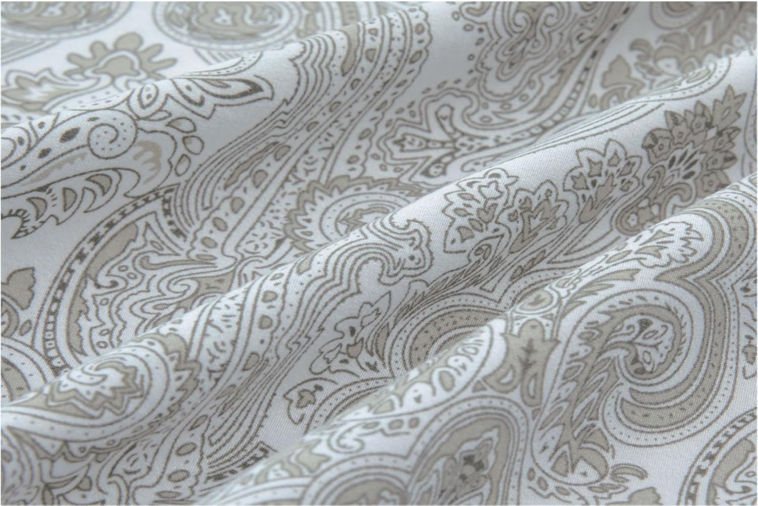 Spirit Linen home 6 Pcs Paisley Bed Sheets Set - Ultra Soft Microfiber Sheet Set with Fitted Sheet, Flat Sheet, Pillowcases - Light Grey - Full Size