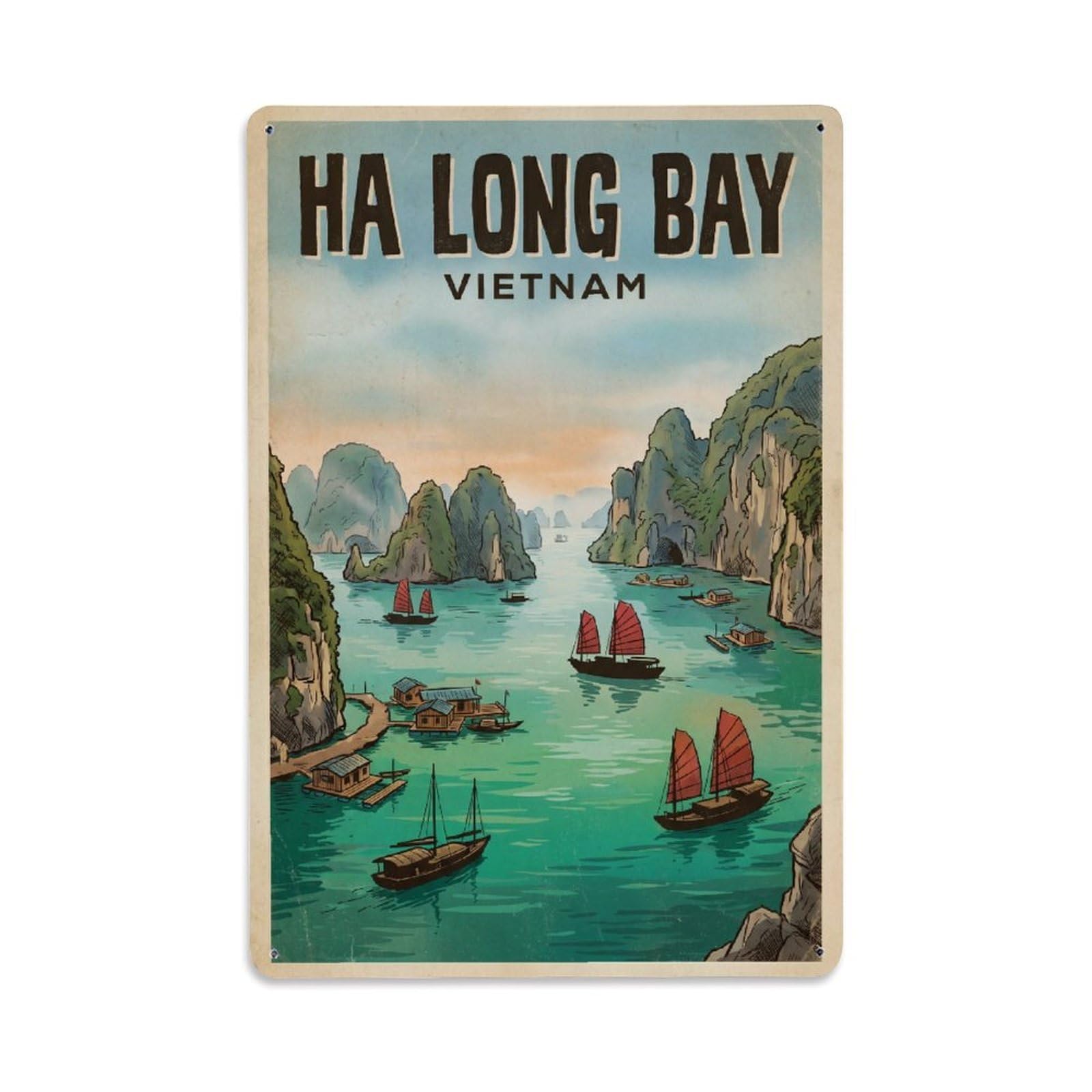 Metal Tin Sign Vietnam Ha Long Bay Travel Retro