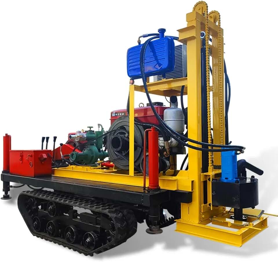 Crawler Water Well Drill Machine, Portable Hydraulic Drilling Rig, Small Borehole Equipment for Agricultural, Farms and Gardens Irrigation
