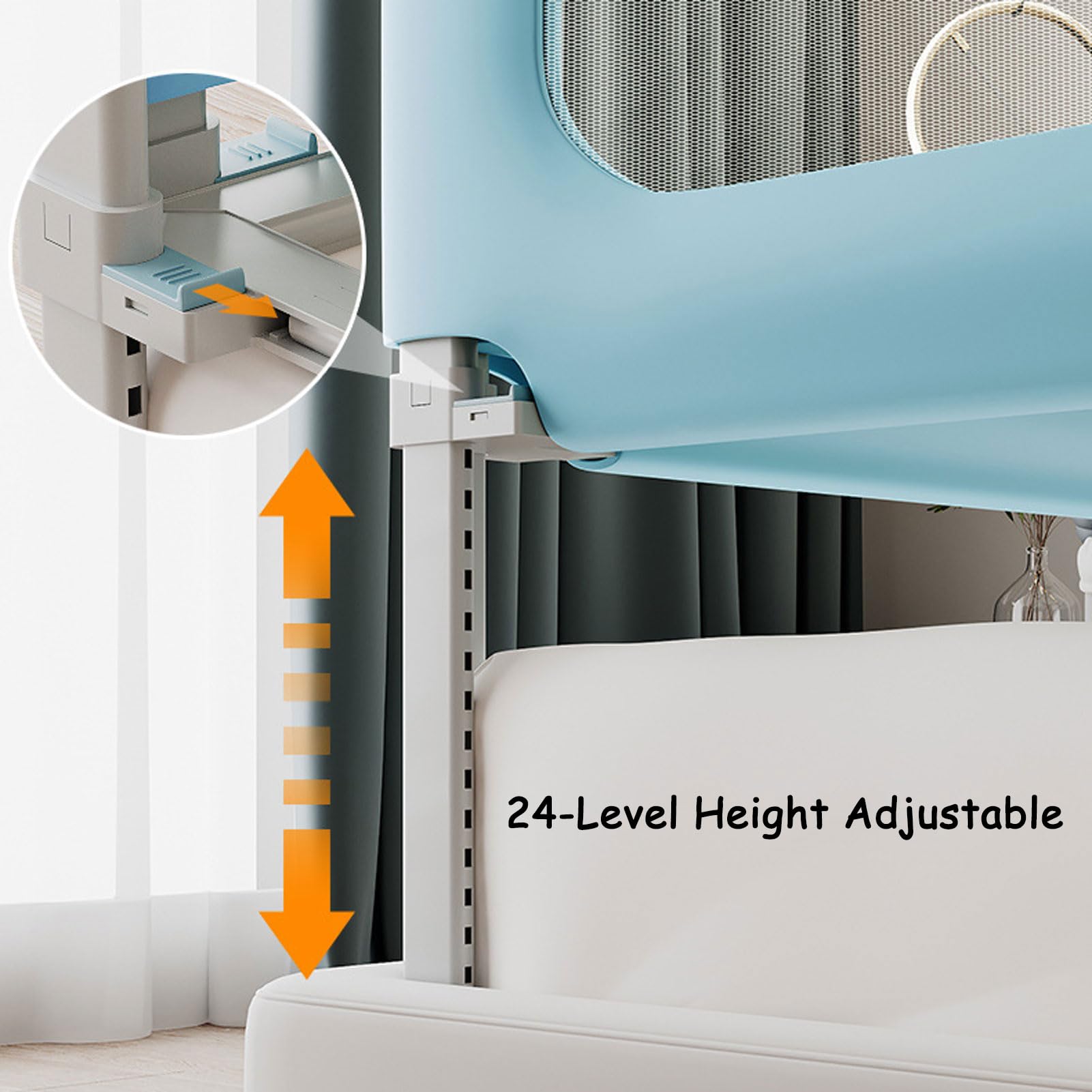 Barandilla de Cama para niños pequeños, barandilla de Seguridad para Cama Infantil, barandilla de Cama para bebé Ajustable en Altura y Plegable, con Doble Cierre de Seguridad y Bar
