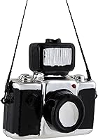 Vista 3 de Northlight Adorno de Navidad de cristal retro para cámara, 4 pulgadas, negro