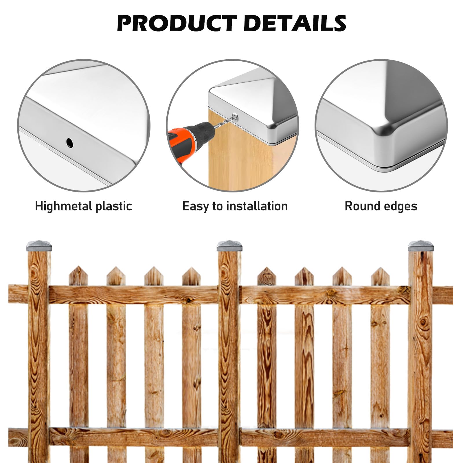 10 Stück Pfostenkappen 9X9CM,Edelstahl Pfostenkappe,Abdeckkappe Für Pfosten,Zaunpfosten Kappen,Abdeckkappe Metall Für Zaun Und Garten,Holzpfosten,Terrassenpfosten(Silber)