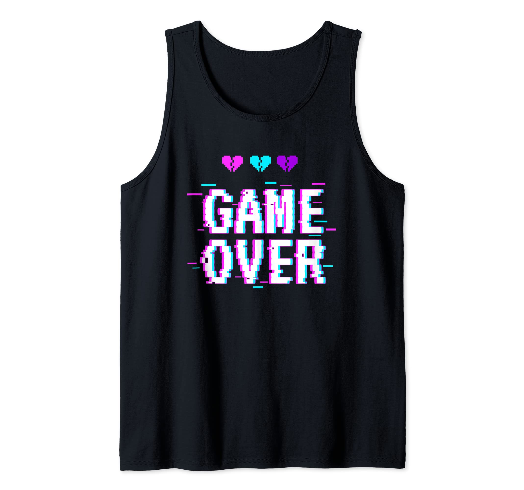 Vaporwave Aesthetic Style Game Over Yami Kawaii Pastel Goth Tank Top, Black