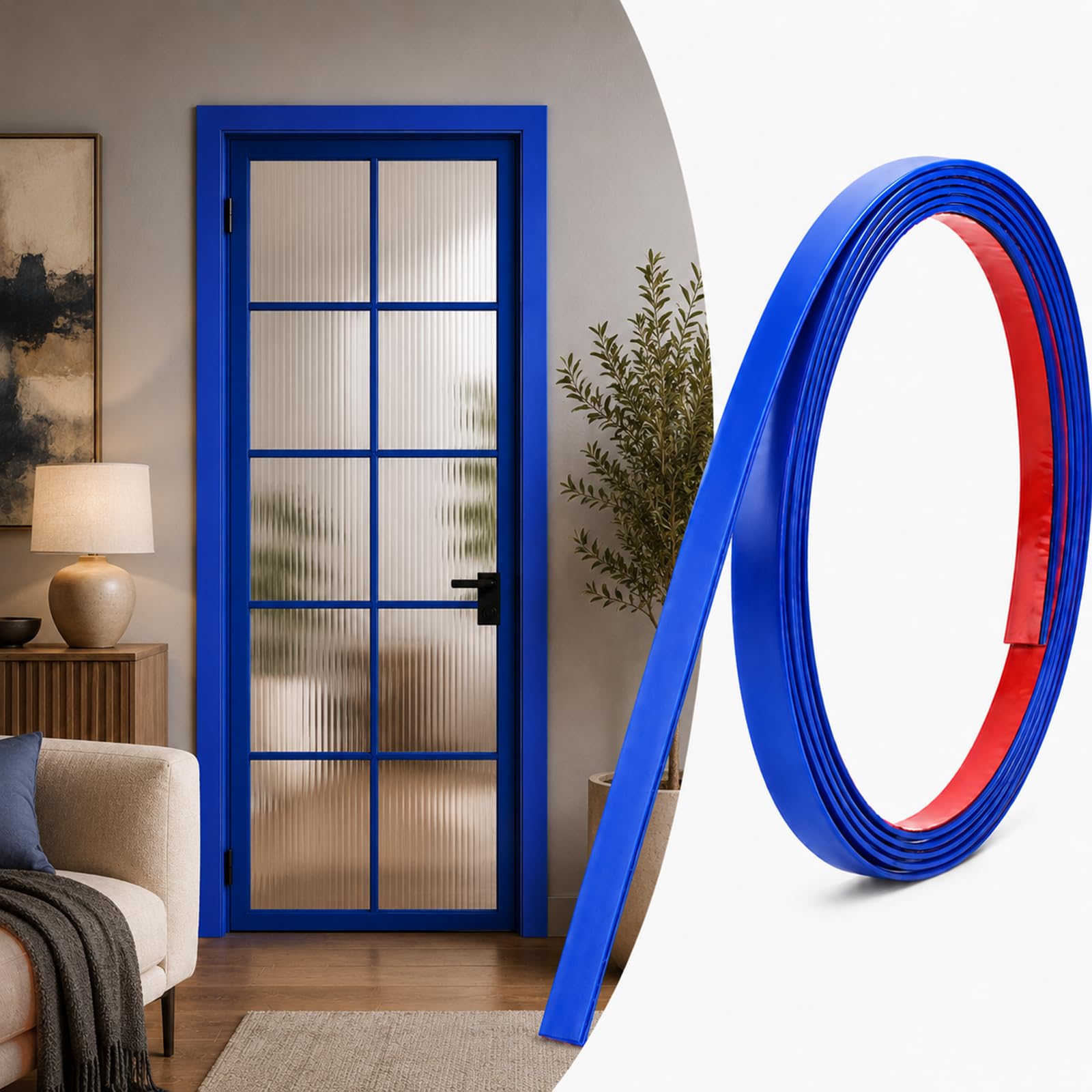 Wall Trim Peel And Stick Molding Frame PVC Molding Trim Blue,W 2cm* L 2m