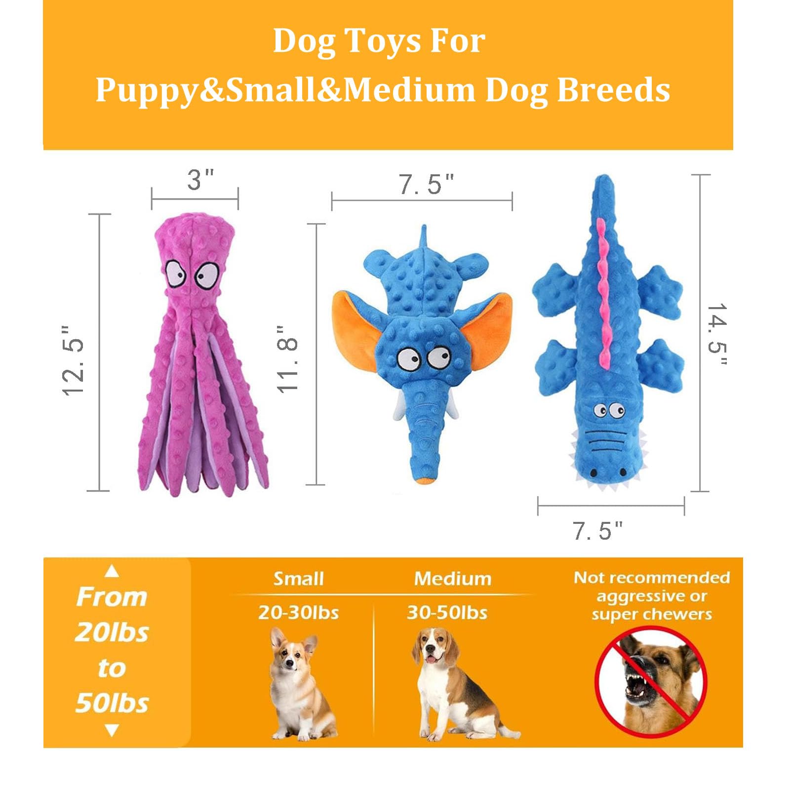 Squeaky Dog Toys No Stuffing Crinkle Plush Dog Toys Durable Interactive Dog Chew Toys, Green - Image 3