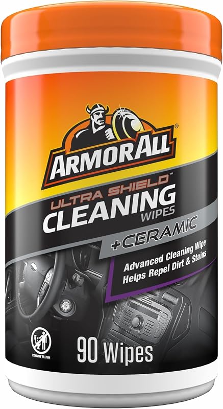 Lenços de Limpeza Interna Armor All Ultra Shield + Ceramic com Tecnologia Repelente de Manchas, 90 unidades – Pacote com 6
