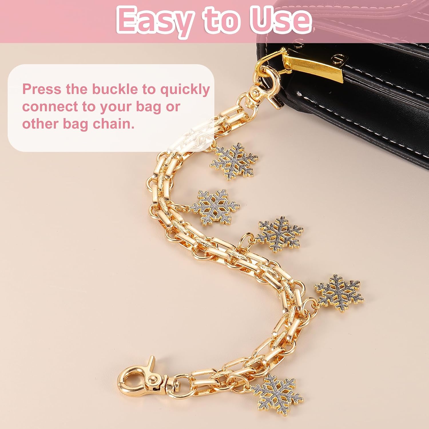 uxcell 1Pcs 10" Purse Extender Chain Strap, Bag Accessories Charm for Women Handbags Handle Replacement Decoration with Flowers Pendant, White image 4