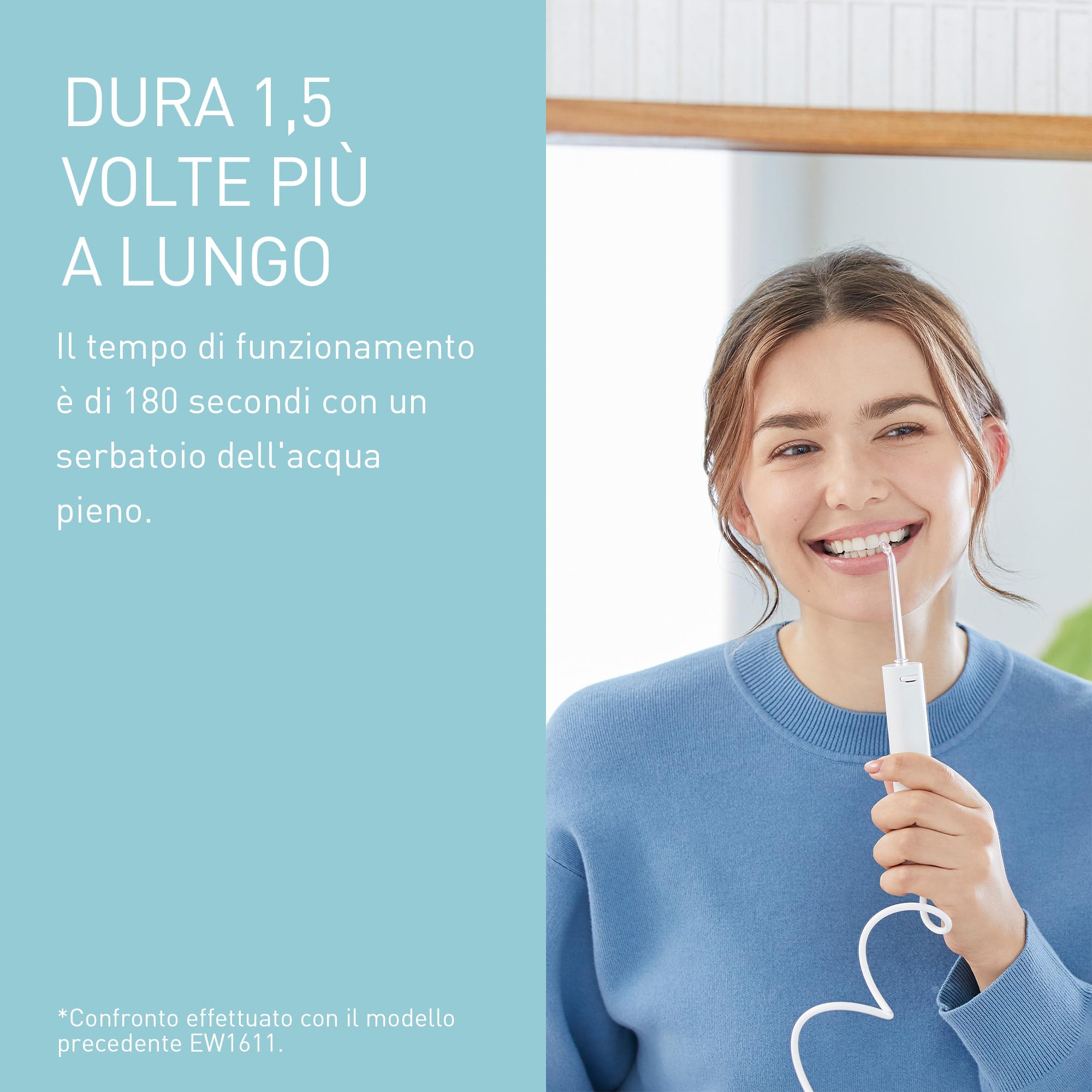 Panasonic EW1614AW503 PACK Irrigatore Orale per la Famiglia, Idropulsore per Denti, Getto Ultrasonico, Modalità Bambino, 10 Impostazioni di Pressione, IPX7, Ortodontico, 5 ugelli, Bianco