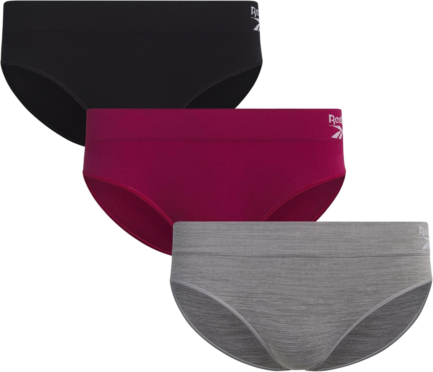 Reebok Womens Bikini Underwear - 3 Pack Soft Stretch Performance Tag Free Briefs Bikini Panties Seamless Underwear for Women