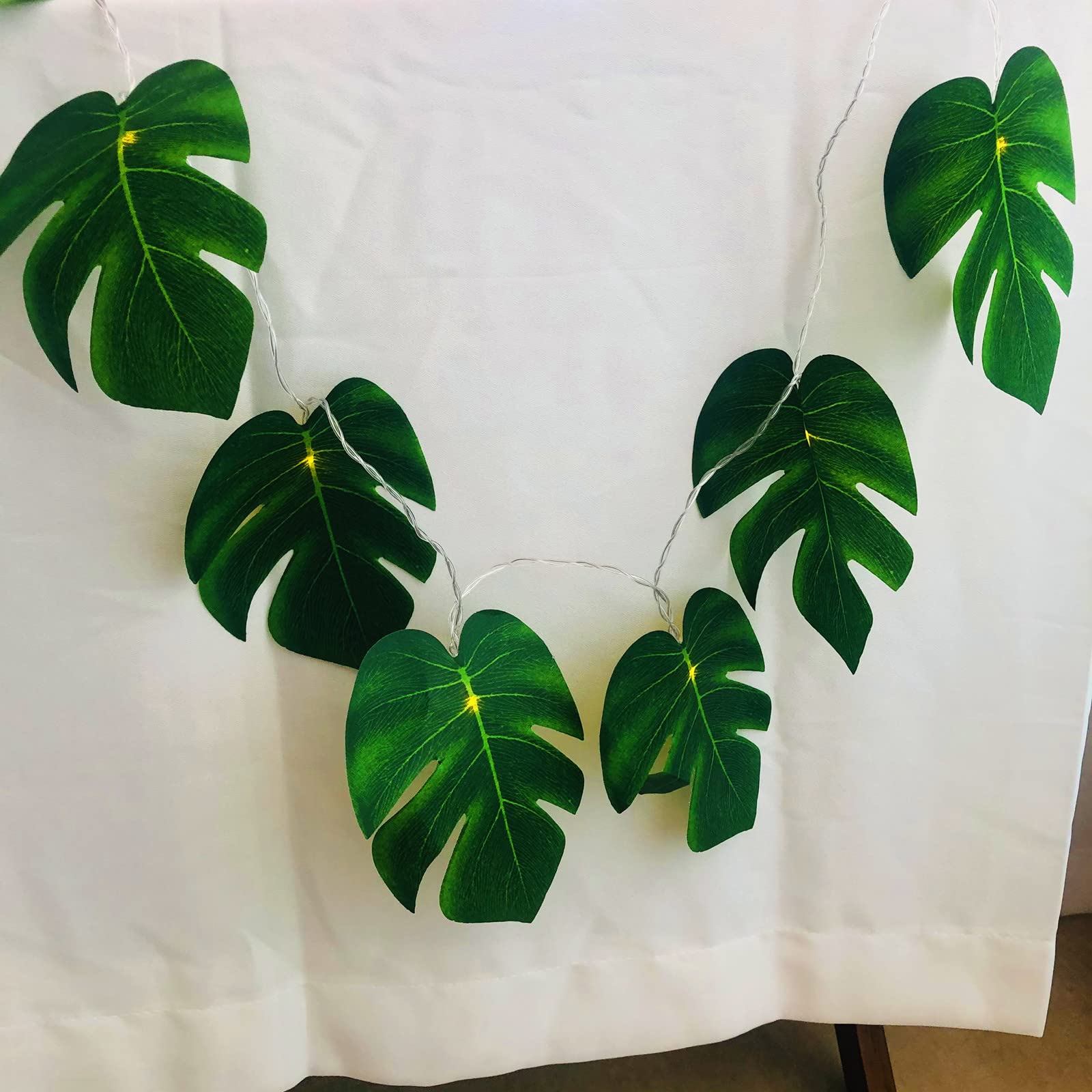Knstlich Monstera Bltter LED Lichterkette Schildkrtenblatt Girlande  Hngen Reben Urlaub Hochzeit Home Balkon Dekoration Zubehr Wanddekoration  (Batteriebetrieben-2M 20LED, Palmblatt) : Amazon.de: Beleuchtung