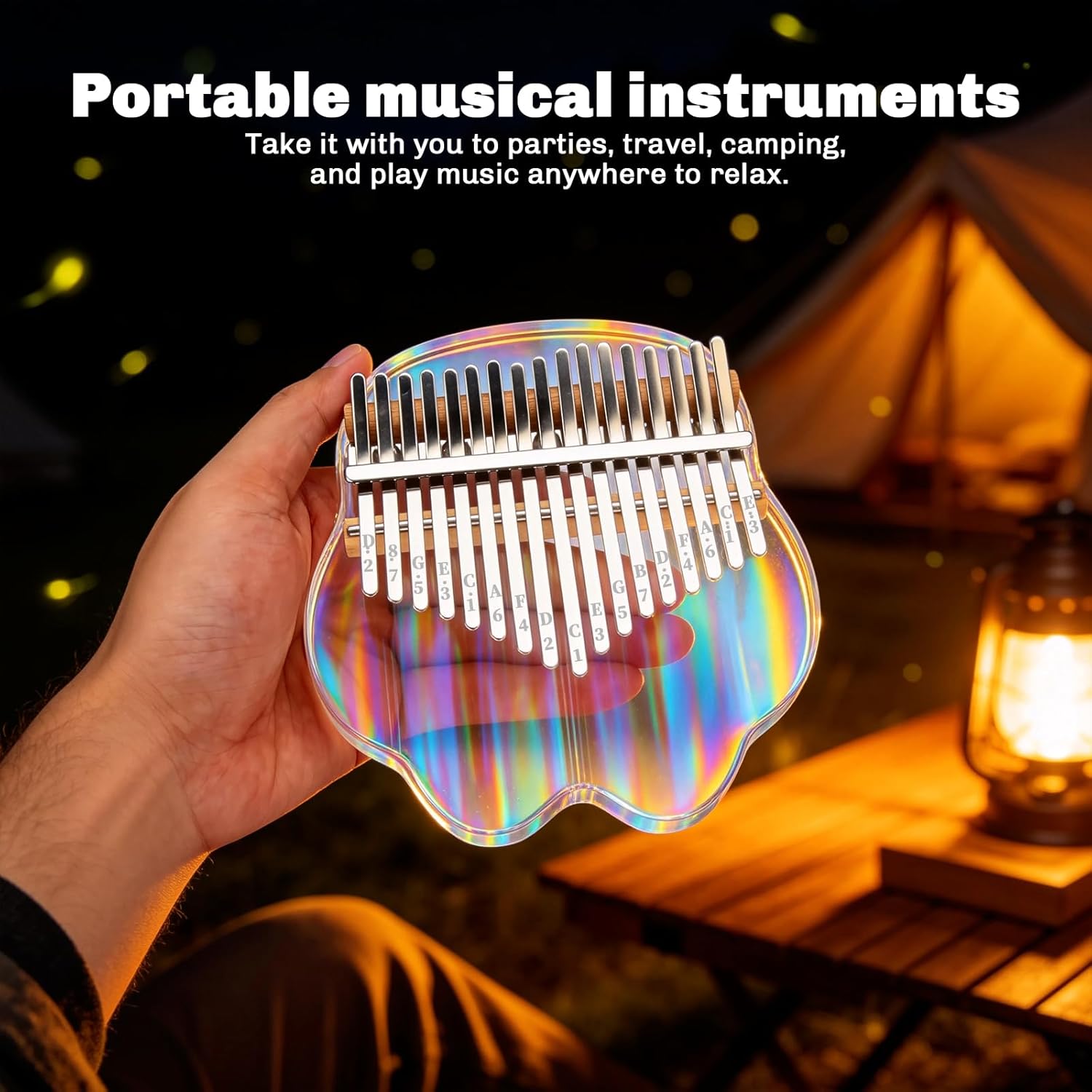 MUINS 17 Key Clear Acrylic Kalimba,Thumb Piano for Beginners Adults, Musical Therapy Gift with Tuning Hammer and EVA Case,Stress Relief Instrument, Crystal Sound like Wind Chimes (Bear paw)