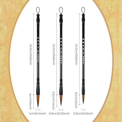 Miniatura 2 de 3 piezas de caligrafía china cepillo de escritura Sumi cepillo de dibujo tradicional chino bolígrafos de madera acuarela pincel para principiantes