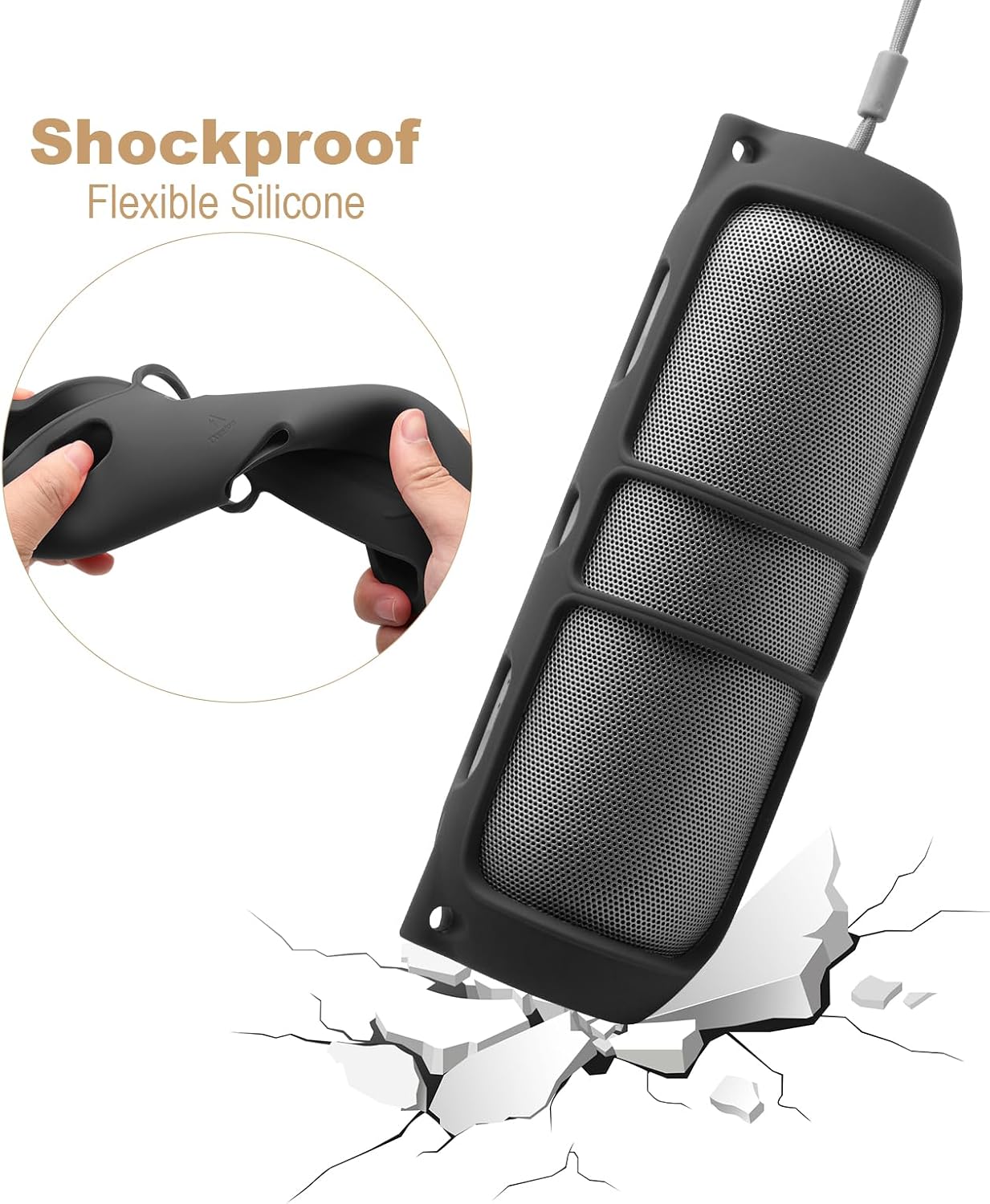 Silicone Cover Case for Beats Pill (2024 Release) Speaker, Travel Silicone Case Protective Carrier Holder Speaker Cover with Shoulder Strap (Case Only) (Black)