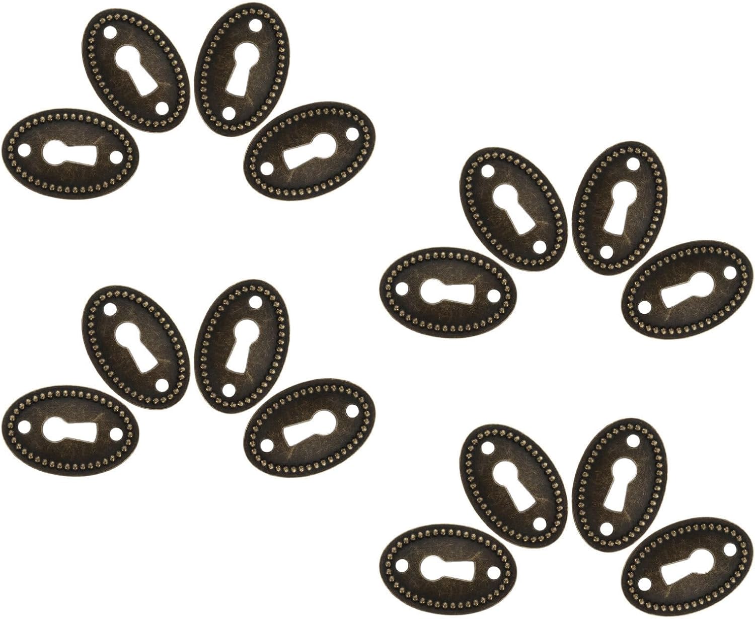 Vintage Oval Zinc Alloy Keyhole Cover Plates, 16pcs Decorative Inserts