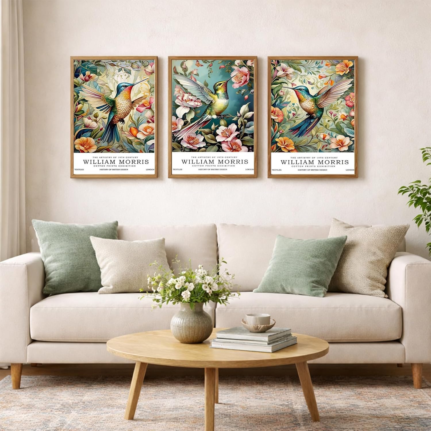 lianyibo William Morris Hummingbird Canvas Wall Art Botanical Floral Bird Poster Prints Living Room Bedroom, Office Decor(50 x 75 x 3/bez ramki)