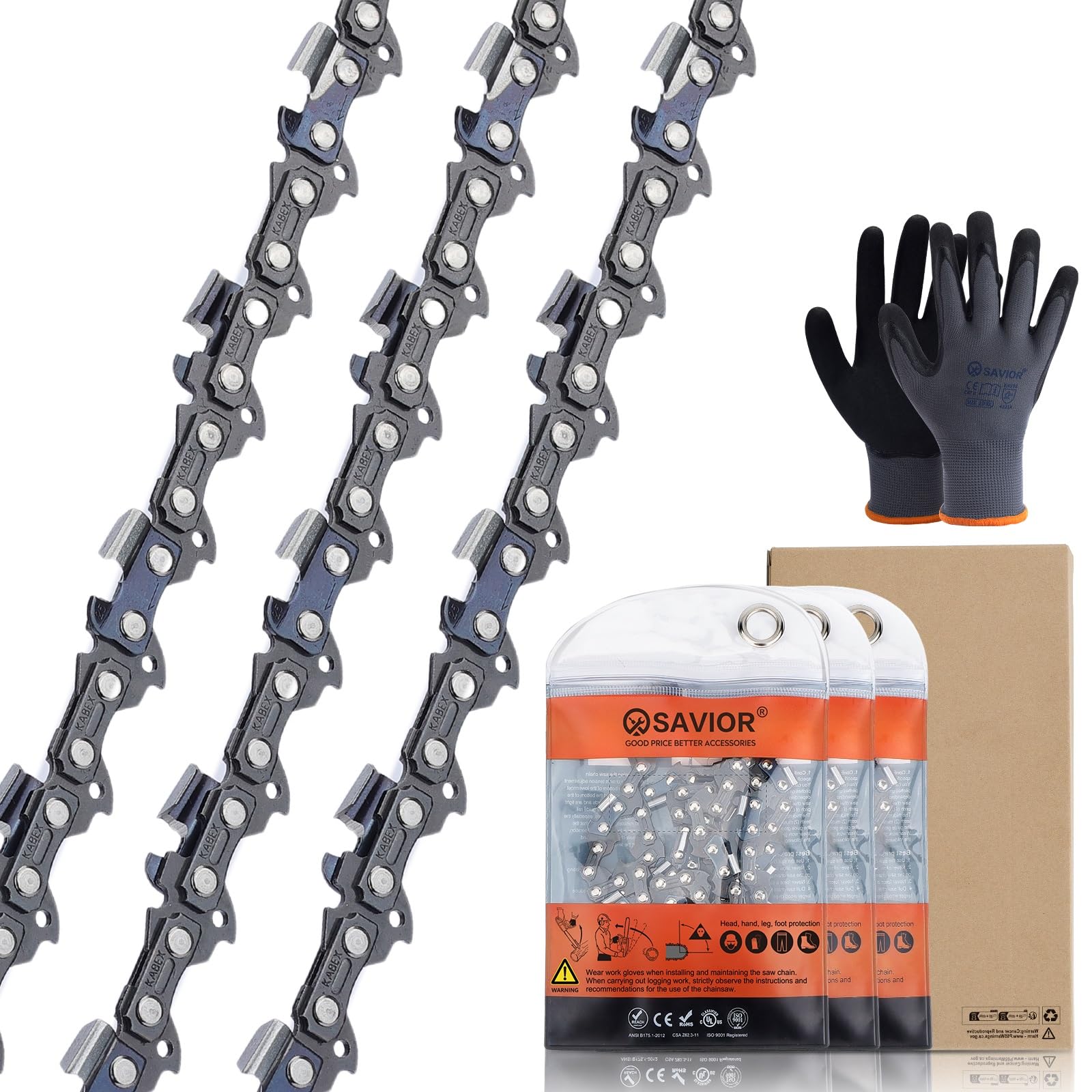 Snapklik.com : Savior 3Pack S52 14 Inch Chainsaw Chain 3/8" LP Pitch ...