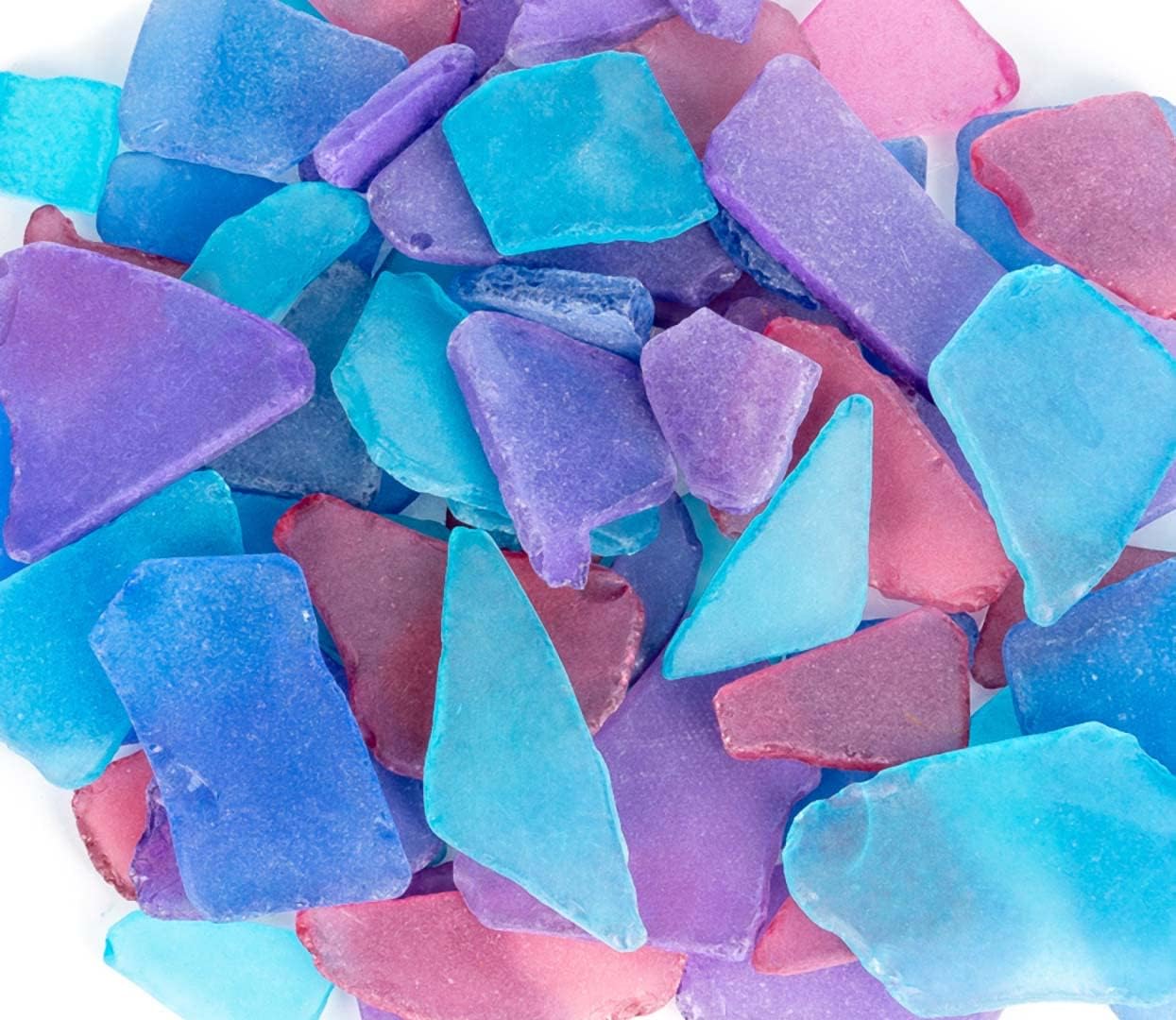 Dark Blue, Red & Purple Sea Glass – 22oz Beach Glass for Crafts, Vase Fillers & Decor – Bulk Tumbled SeaGlass Pieces for DIY Projects – Recycled Seaglass for Home, Weddings & Art