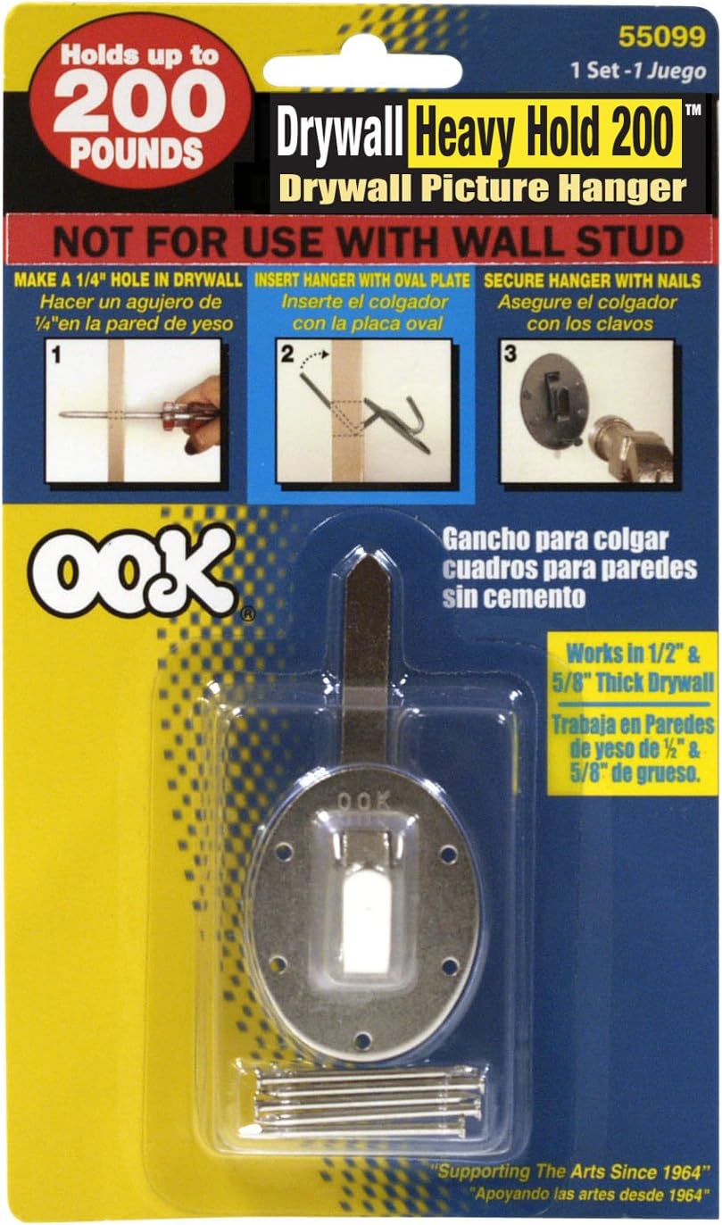 OOK 55099 Heavy-Duty Drywall Hanger Supports Up to 200 Pounds