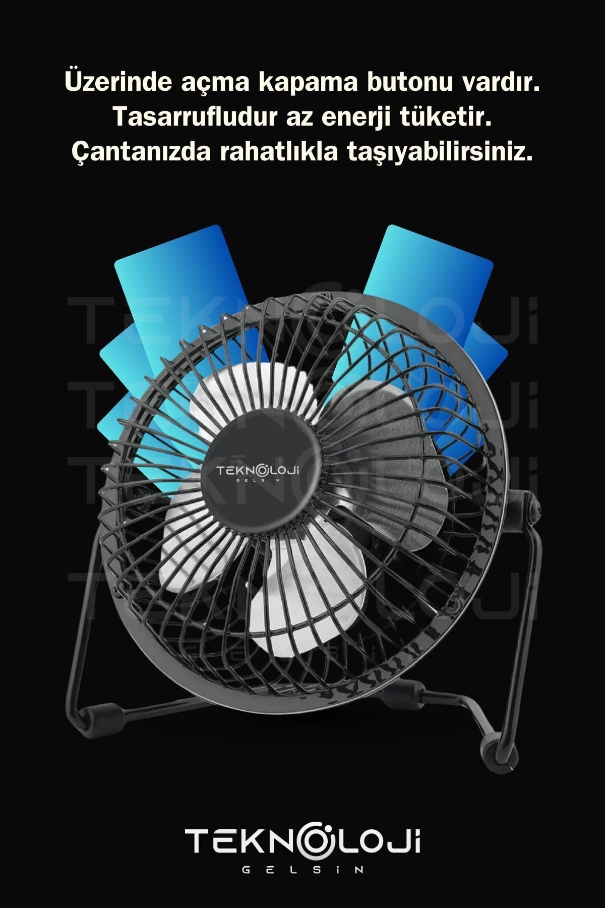 Masaüstü Fan Metal Vantilatör Usb Ile Çalışan Soğutucu Siyah