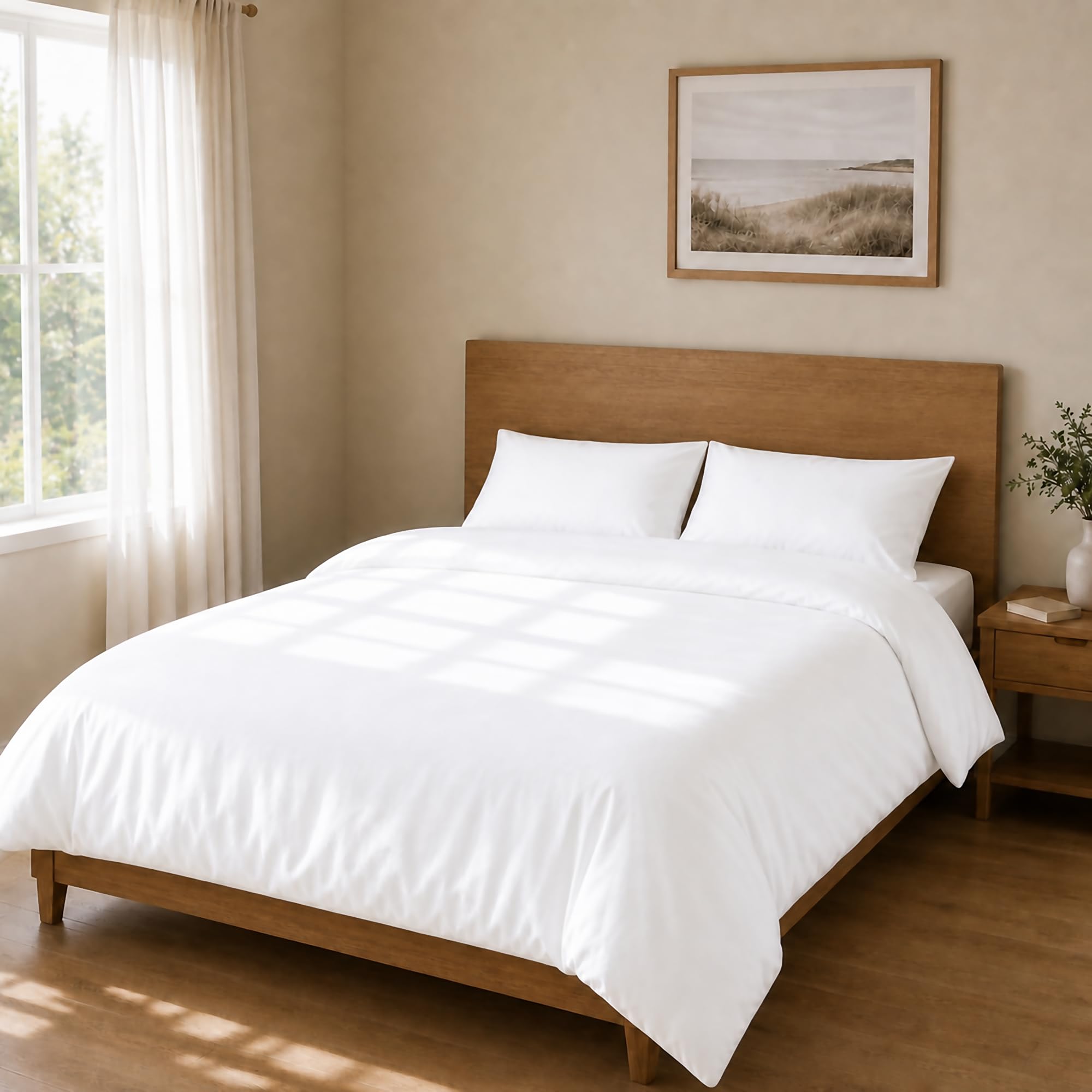 Homebliss Microfibre Bed Linen Duvet Cover 240 x 220 cm + 45 x 75 cm, 2 Pieces, White