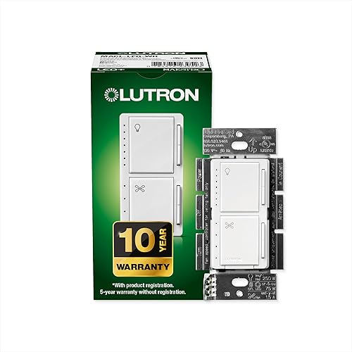 Lutron Maestro Control de ventilador y regulador de luz para LED regulables bombillas incandescentes y halógenas de un solo polo MACL-LFQ-WH blanco disponible en Yaxa Colombia