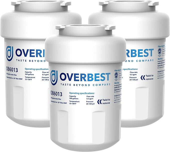 Overbest MWF Water Filter, Replacement for GE® MWF Refrigerator Water Filter and GE