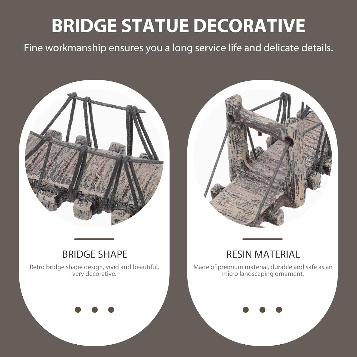 Mini Bridge Garden Decor Resin Small Bridge Model with High Arch Lightweight and Fine Workmanship for Bonsai and Home Decoration