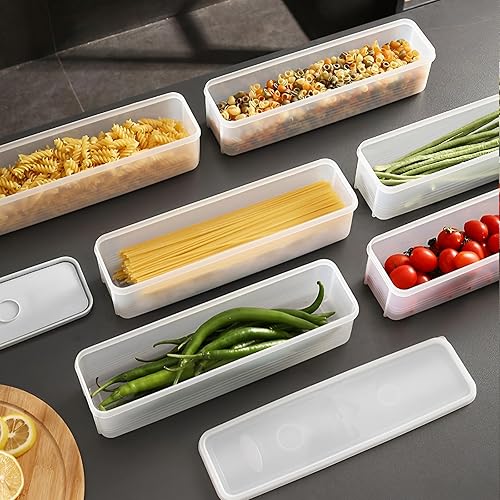 Miniatura 5 de ZENFUN Juego de 6 recipientes de almacenamiento de pasta con tapa, soporte hermético para fideos de espagueti, caja de almacenamiento rectangular