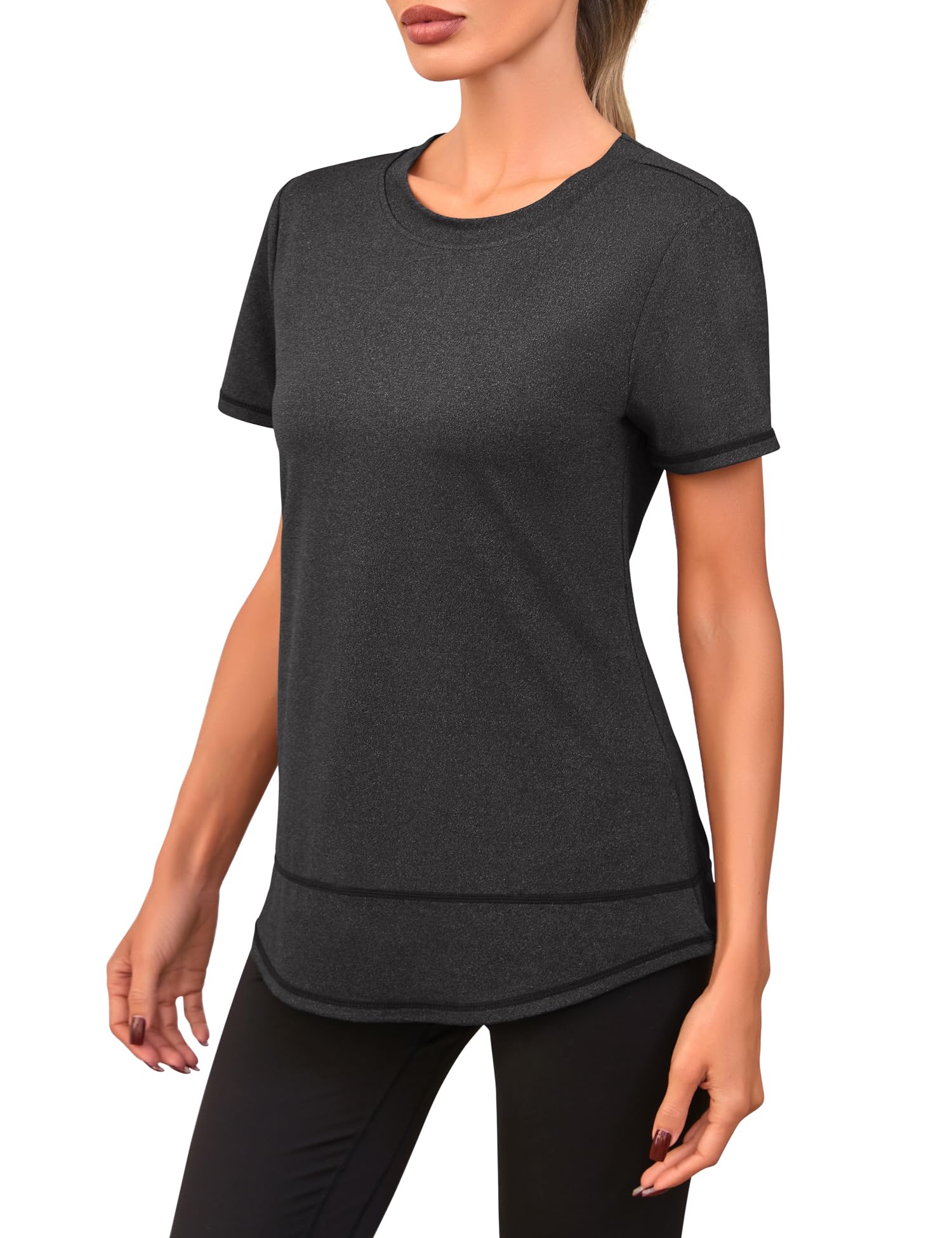 Maglietta Sportiva Donna Maglia a Maniche Corte Palestra T-Shirt per Yoga Running Fitness - 5