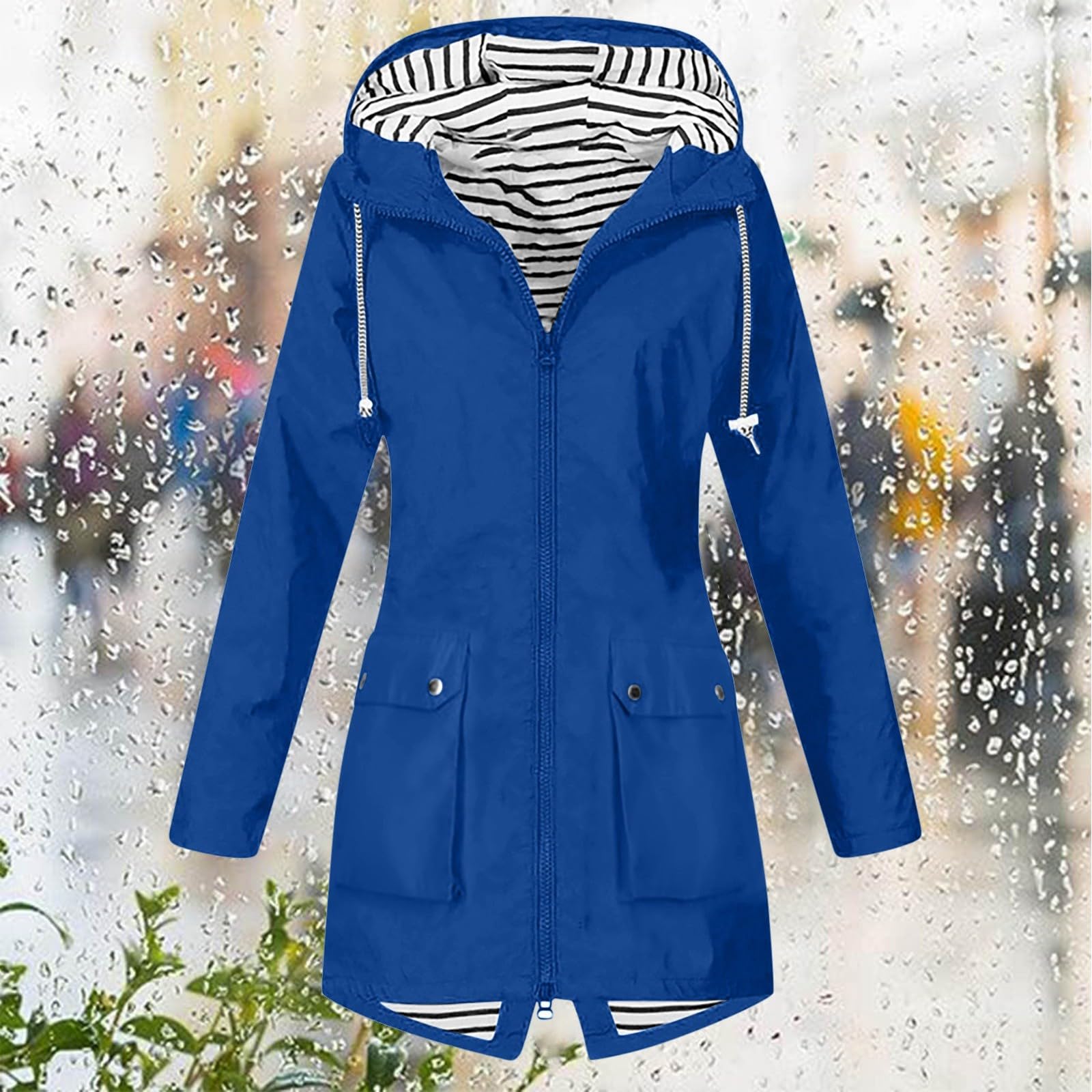 Generisch Chubasquero ligero para mujer con cremallera para mujer, Hardshell, exterior, con capucha, chaqueta de senderismo, 1 parka funcional
