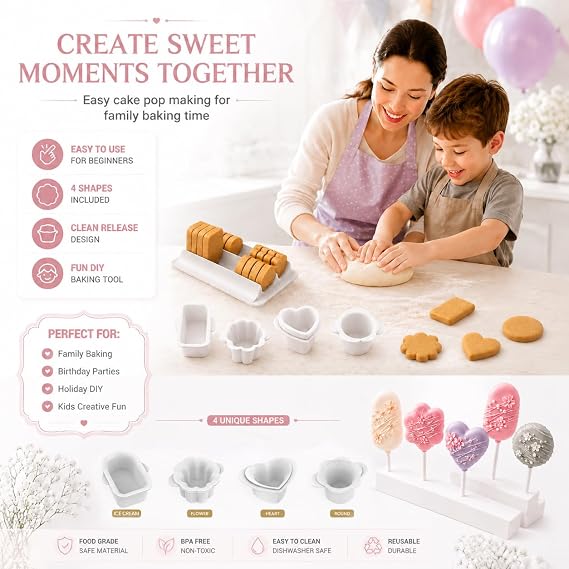 Cake Pop Cutter and Pusher with Tray, High Capacity Baking Mold