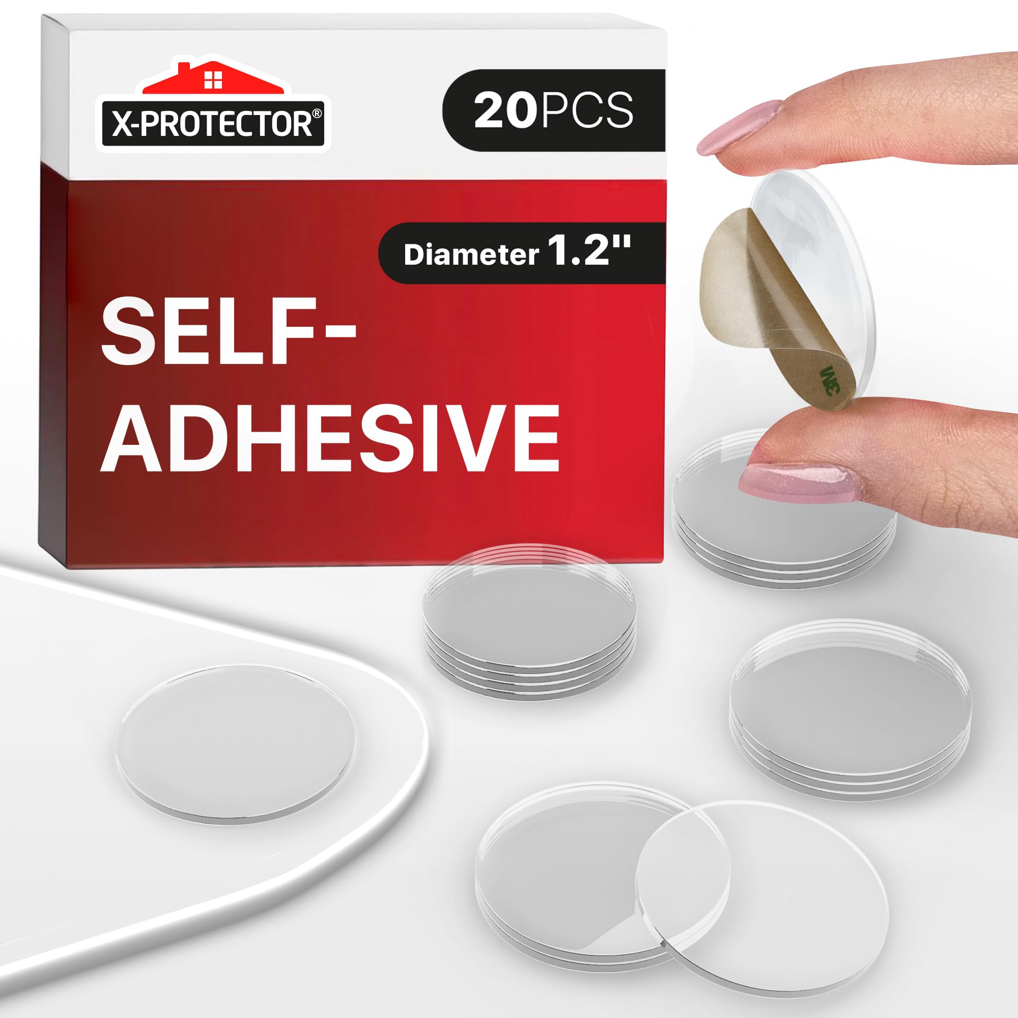 Photo 1 of X-Protector Glass Table Top Bumpers - 20 PCS 1.2"- Self-Adhesive Glass Table Top Anti Slip Pads - Clear Rubber Glass Table Top Grippers - Glass Table Protector to Keep Glass Table Top from Sliding!