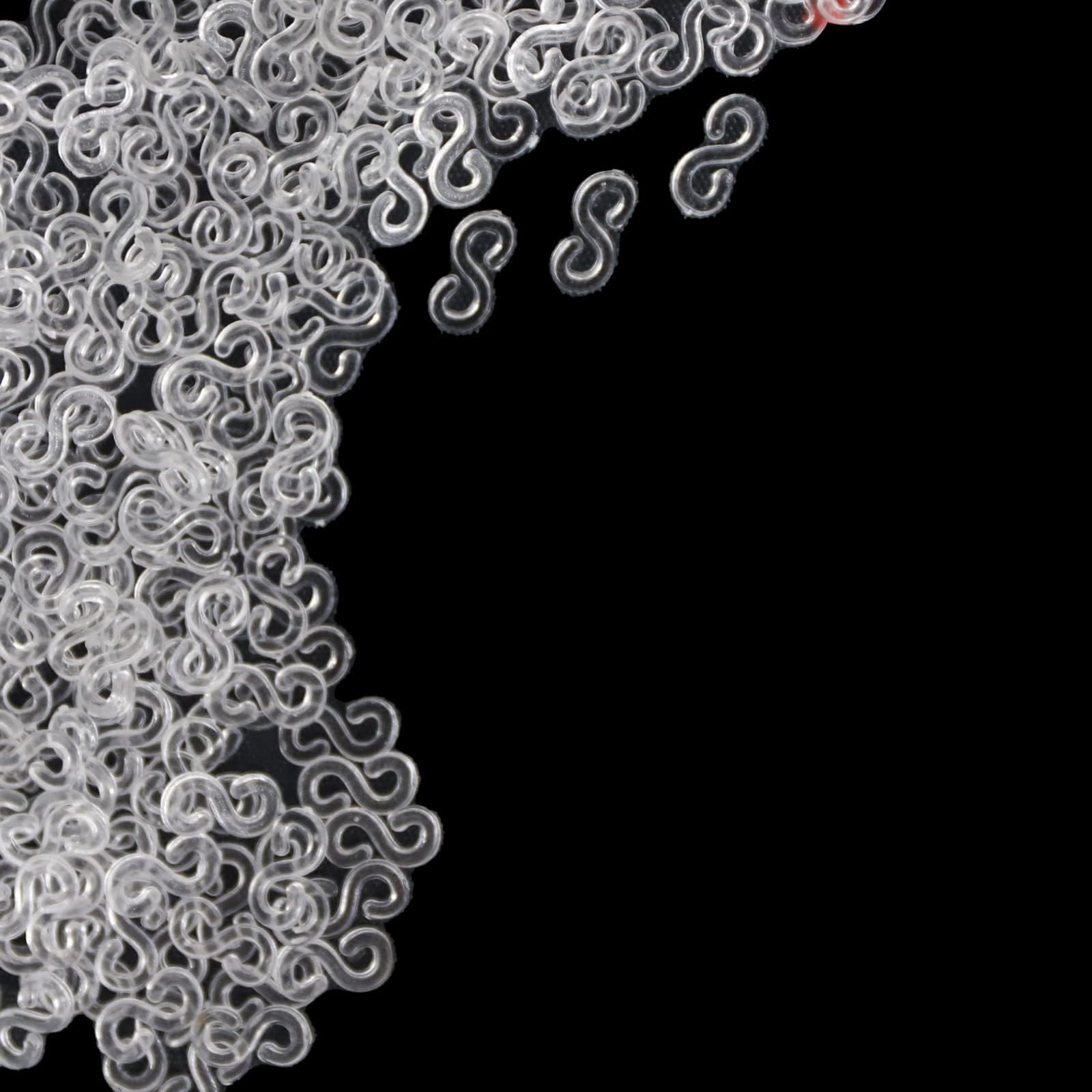 Siqian Loom Bands S Clips, 240Pcs Clear Loom Band Hooks S Clip Rubber Band Clips Loom Band Connectors Refills Kit, for Craft Making DIY Bracelet Connector Weaving Necklace Jewelry Accessories