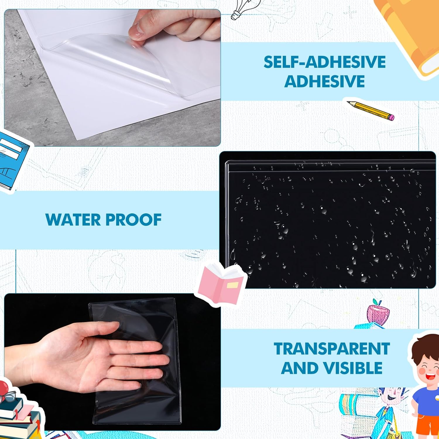 Outus 120 Pcs Self Adhesive Shop Ticket Holders Clear Plastic Sleeves Adhesive Pockets Work Order Job Ticket Holders for Back to School Student Label Home Office Posting Signs (6 x 4 Inch)