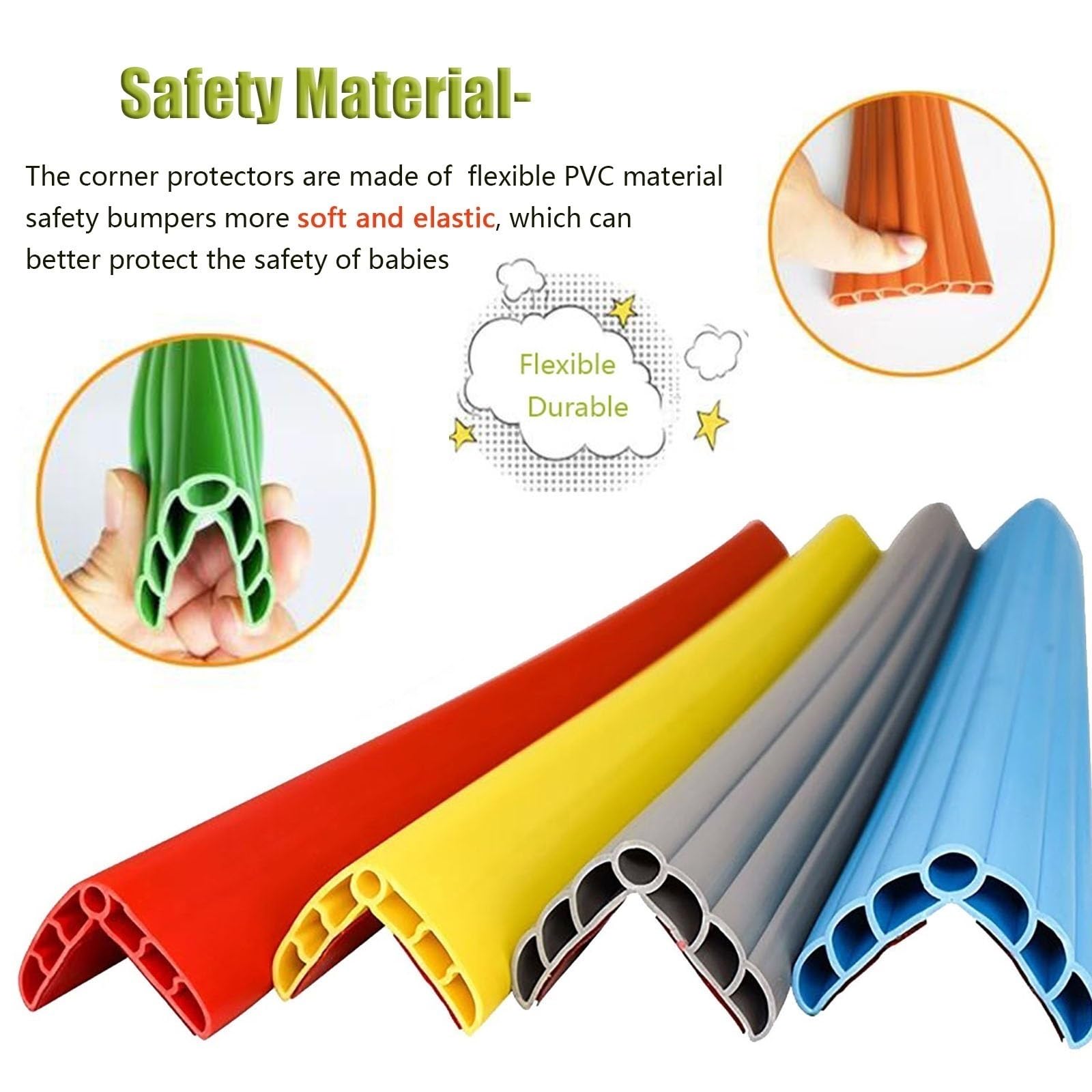Cantoneras Autoadhesivas Baby Proof, Suave Azul Amarillo Negro Verde Ondas Cantoneras Protectoras, para Marco de Puerta Armario Zócalo Mueble Parachoques, 1 1.2 1.5m Largo ( Color : E , Size : 1.5m/59