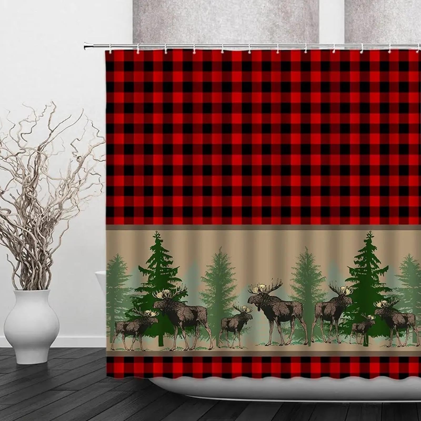 Tenda Doccia Natalizia Baccessor - Design Invernale Con Cervi, 182x183 Cm