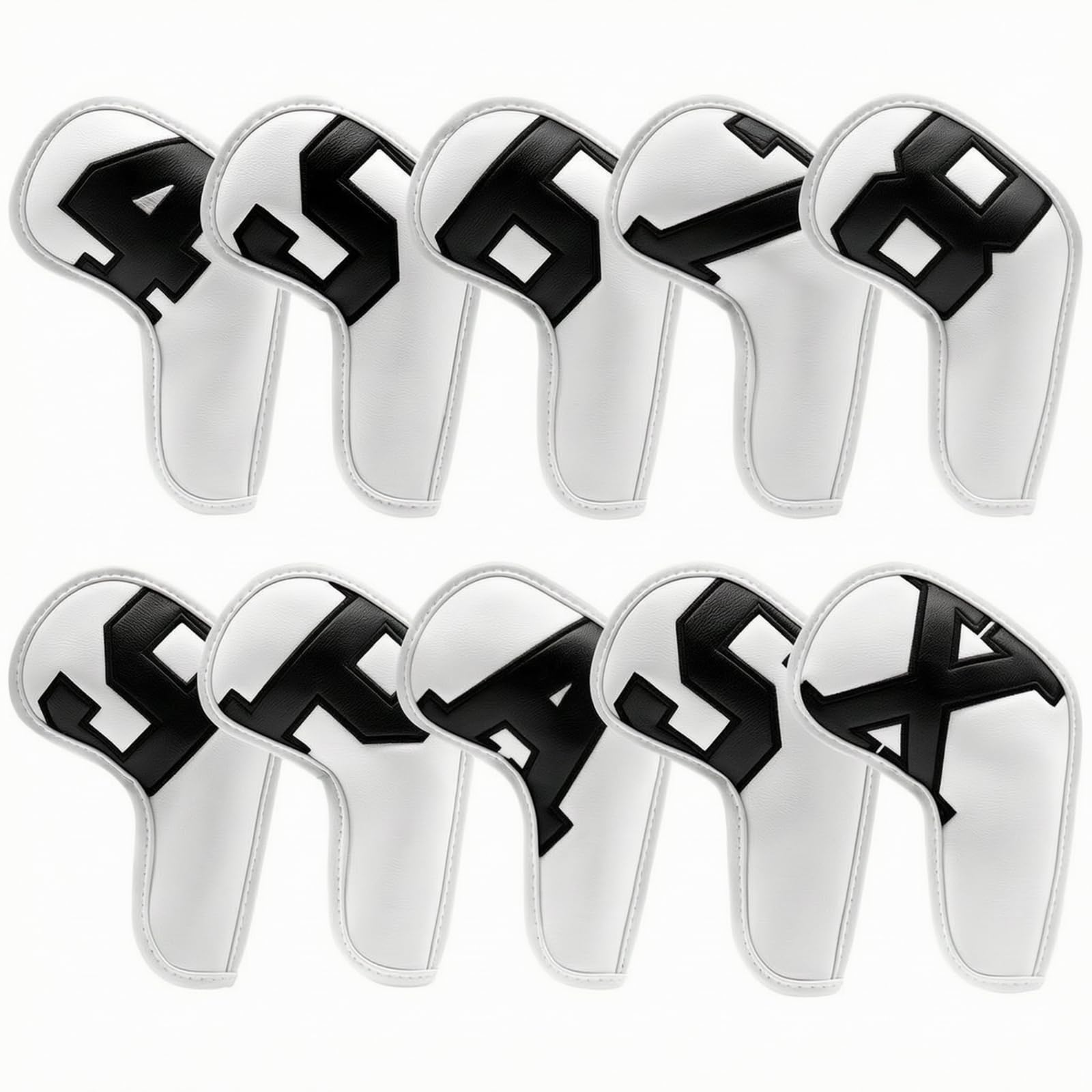 10 Piezas Funda para Cabeza de Palo de Golf Cubierta Protector Protector de Hierros Accesorio PU Resistente al Desgaste Encaje Preciso Adecuado para Bolsa de Golf