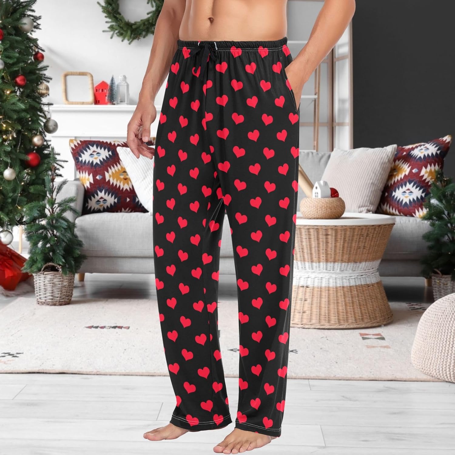 Mens Pajama Pants Sleepwear Pj Bottoms Cotton Funny Lounge Pants with Pockets Size S-XXL