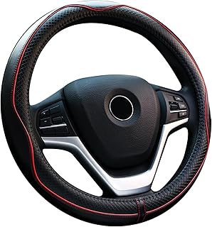Valleycomfy Steering Wheel Covers Universal 15 inch - Genuine Leather