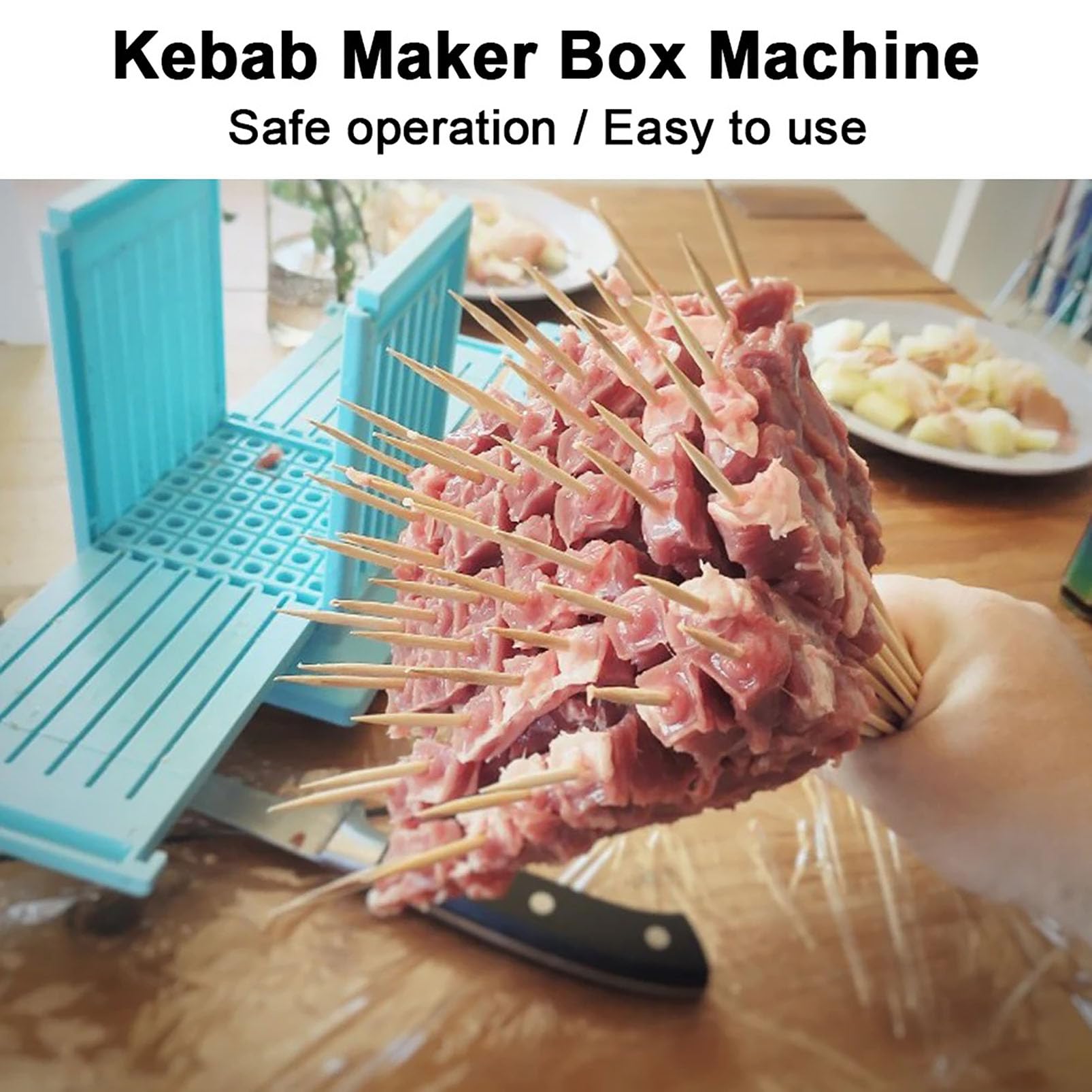 Macchina Per Spiedini a 49 Fori, Accessori Per Barbecue Per Verdure Macchina Per Kebab, Strumento Per Creare Spiedini Per Barbecue Per Cucina, Macchina Per Scatole Per Traverse Per Barbecue