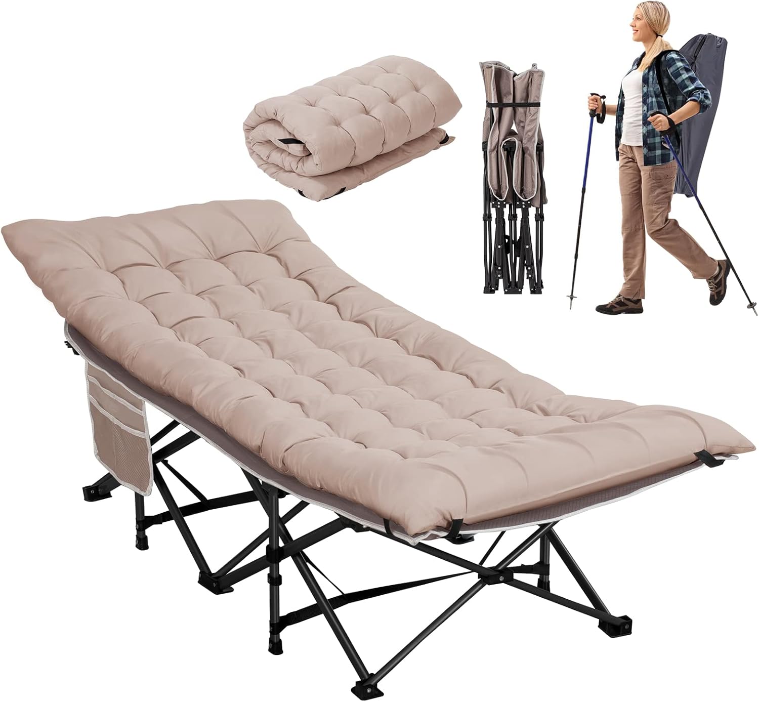 LOENIY Camping Cots for Adults with Extra Thick Mattress