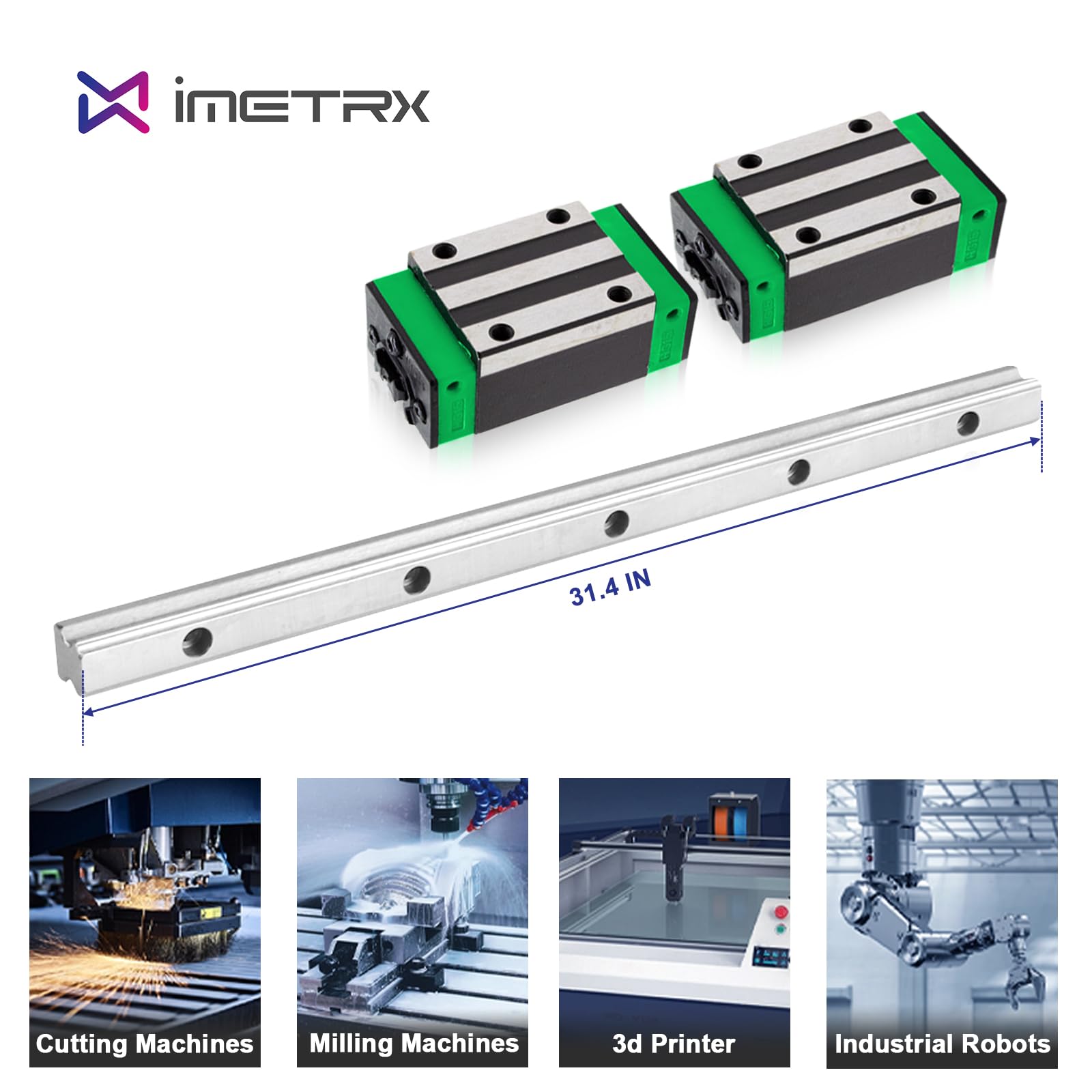 HGR20 Linearführung Linearschiene 2 Stück 800mm mit 4 Stück Hohe Präzision HGH20CA Linearlager Lagerblock für 3D Drucker, CNC-Maschinen (Linear Rail HGR20 800mm)