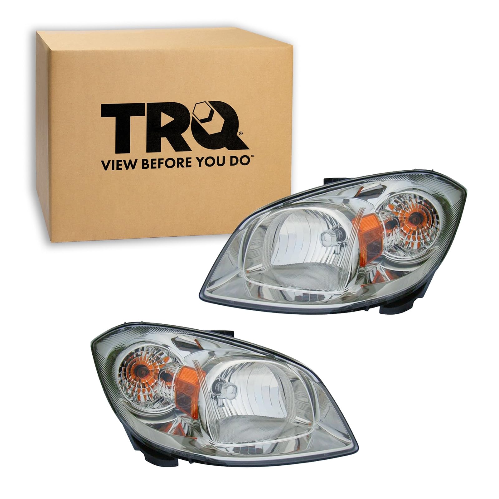 TRQ Headlight Assembly Set GM2502274 GM2503274 Compatible with 2005-2010 Chevrolet Cobalt 2007-2009 Pontiac G5