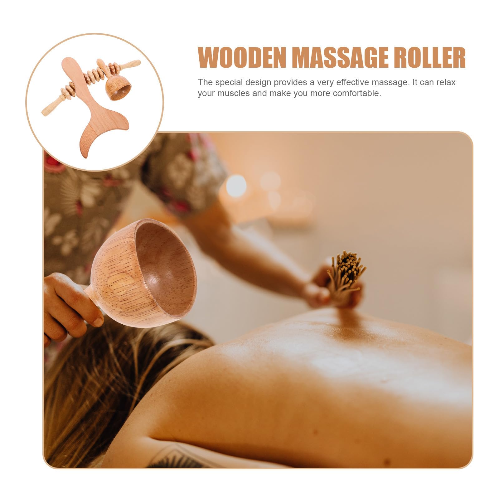 Set Strumenti Massaggi in Legno Multiuso 3 Pezzi Bastoncino Massaggiatore per Collo e Spalle, Tavola da Massaggio Compatta per Rilassamento Muscolare e Massaggio Linfatico Corpo
